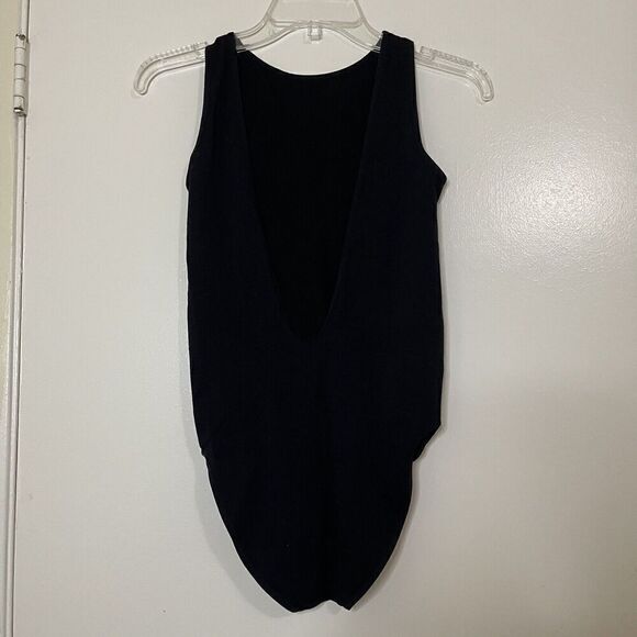 Free People Intimate Seamless scoop back black sleeveless bodysuit size xs/s - Picture 2 of 5